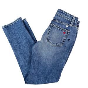 Sundry Jeans Size 24 Embroidered Hearts Seville Wash Button Fly Mid Rise Tapered